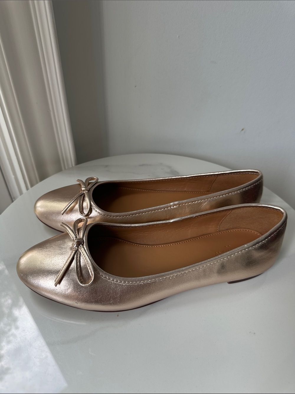 J.CREW Metallic Rose Gold Ballet Flats Shoes Bow Coquette Girl Classic Size 9
